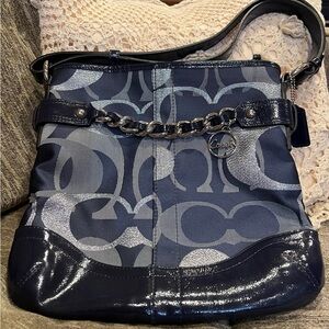 Coach Handbag Metallic Optic Navy